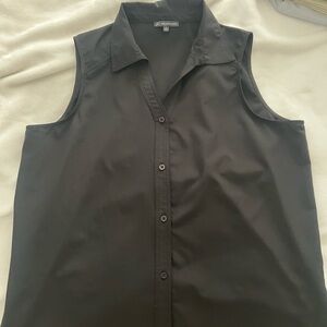 Adrianna Papell Black Sleeveless Button-Down Shirt